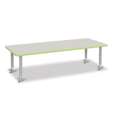 Jonti-Craft Berries Rectangle Activity Table, 30 in. x 72 in., Mobile, Freckled Gray/Key Lime/Gray 6413JCM130